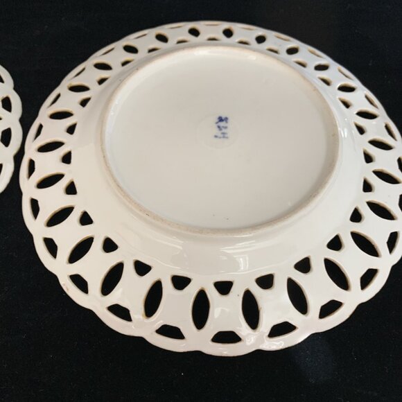 2 Antique Carl Tielsch Reticulated Porcelain Plates Altwasser Silesia 8.5" - Picture 8 of 10
